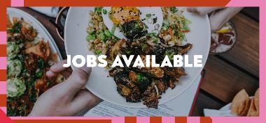 A plate of food with the words Jobs Available.