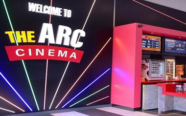 Colourful lights promoting the Arc Cinema at Animate Preston